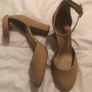 Tan strap heels